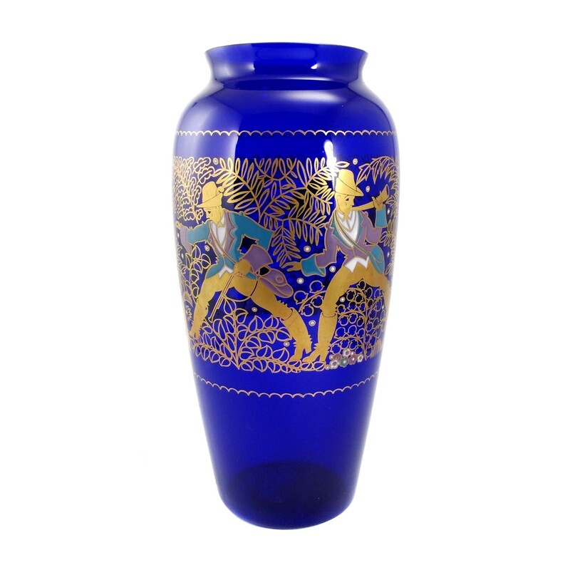 Large vase with hunters, Echinger &amp; Kleiber, Zwiesel around 1920