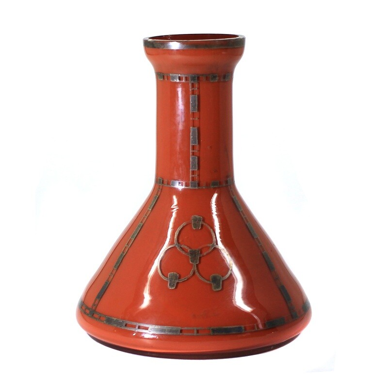 Art Nouveau vase with geometric decor, rain hut, probably designed by Jean Beck