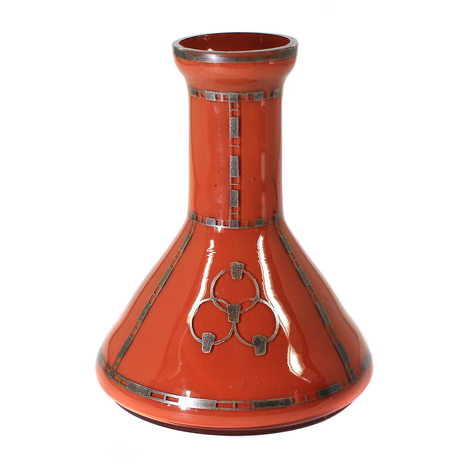 Art Nouveau vase with geometric decor, rain hut, probably designed by Jean Beck