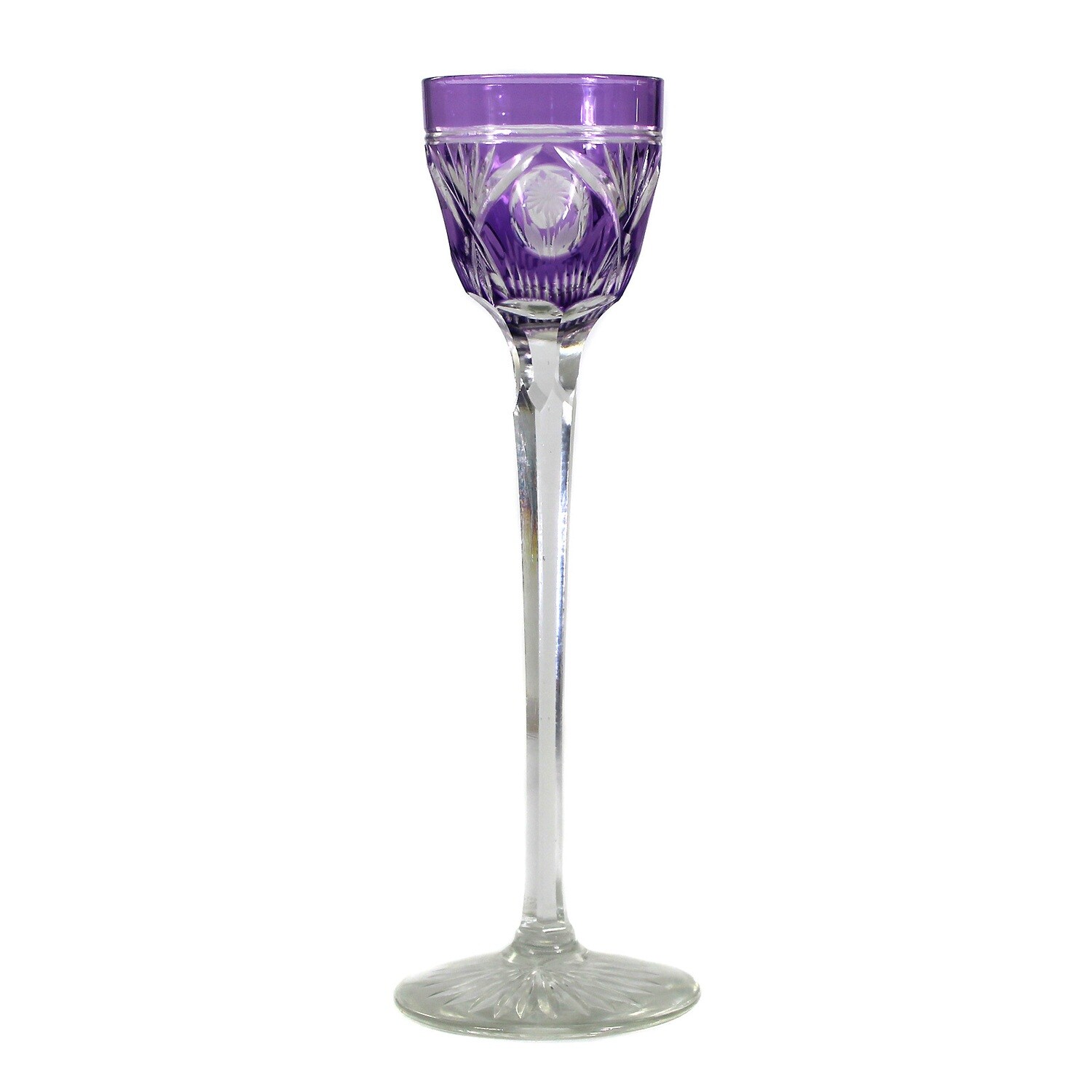 Liqueur glass / stem glass with purple overlay, Jean Beck, by Poschinger