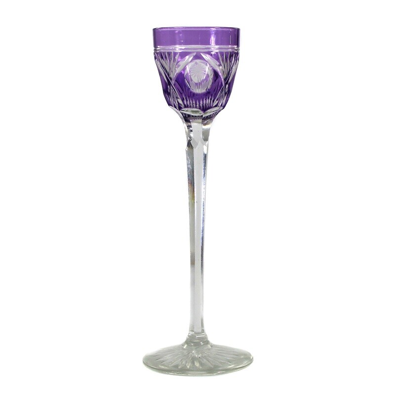 Liqueur glass / stem glass with purple overlay, Jean Beck, by Poschinger