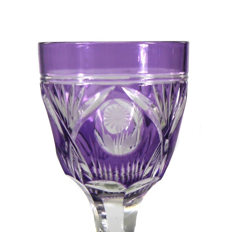 Liqueur glass / stem glass with purple overlay, Jean Beck, by Poschinger