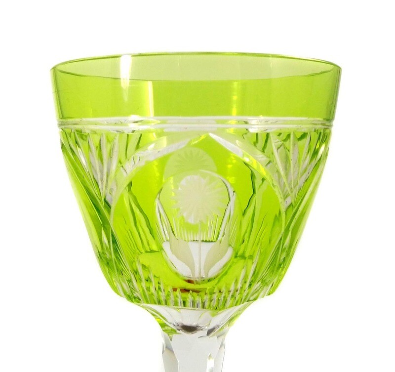 Stem glass with green-yellow overlay, Jean Beck, Egon von Poschinger around 1915