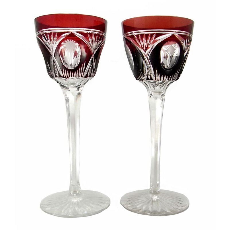 Stem glass with copper ruby overlay, Jean Beck, Egon von Poschinger