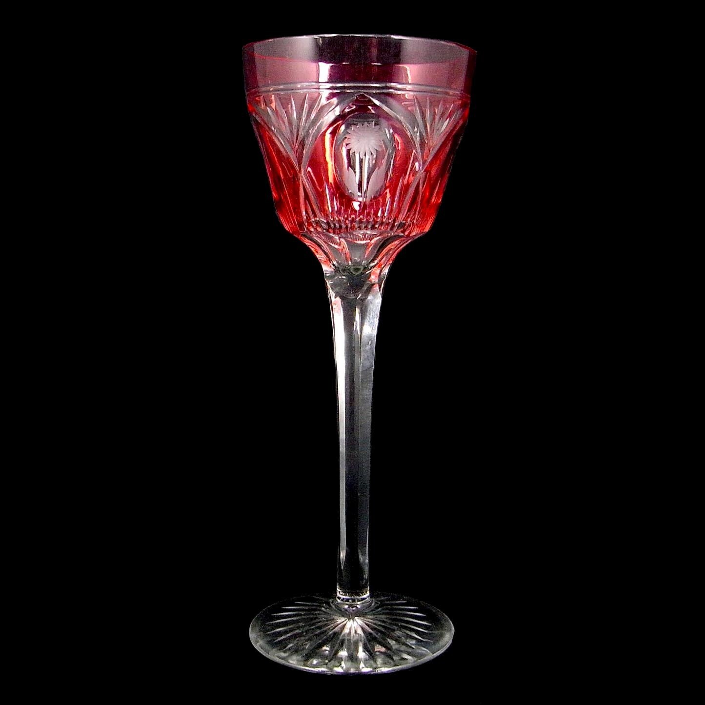 Stem glass with pink overlay, Jean Beck, Egon von Poschinger