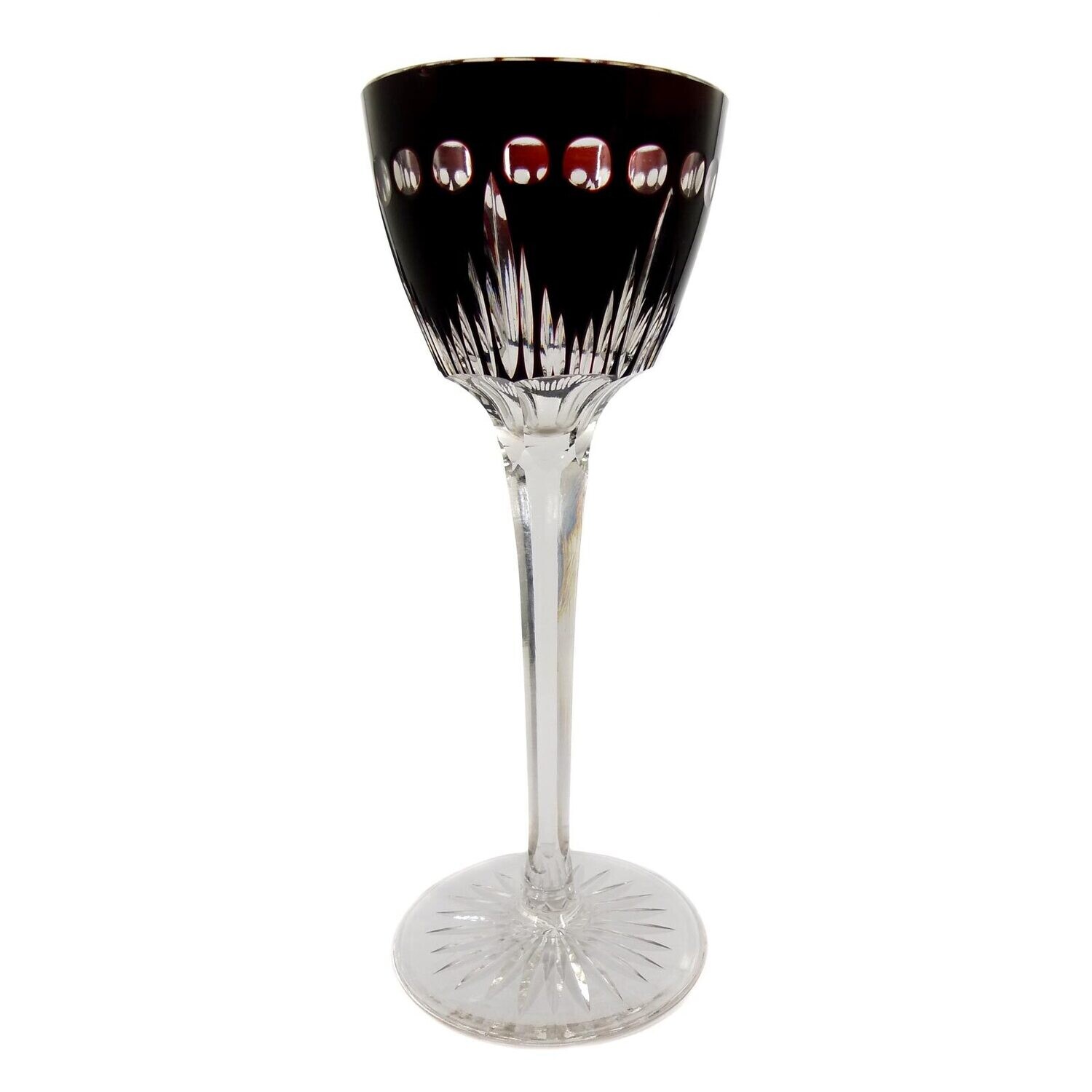 Stem glass with ruby red overlay, designed by Jean Beck, Egon von Poschinger, 1915