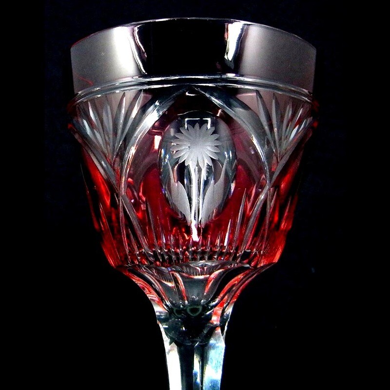 Stem glass with pink overlay, Jean Beck, Egon von Poschinger
