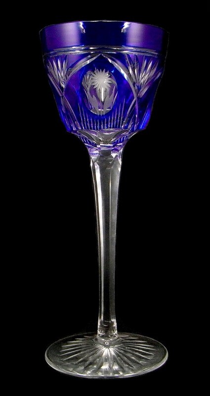 Stem glass with cobalt blue overlay, Jean Beck, Egon von Poschinger