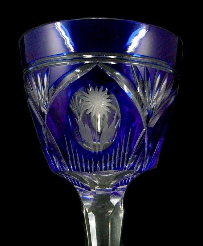 Stem glass with cobalt blue overlay, Jean Beck, Egon von Poschinger