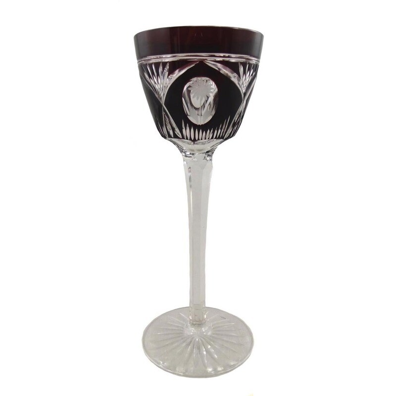 Stem glass with ruby red overlay, Jean Beck, Egon von Poschinger around 1915
