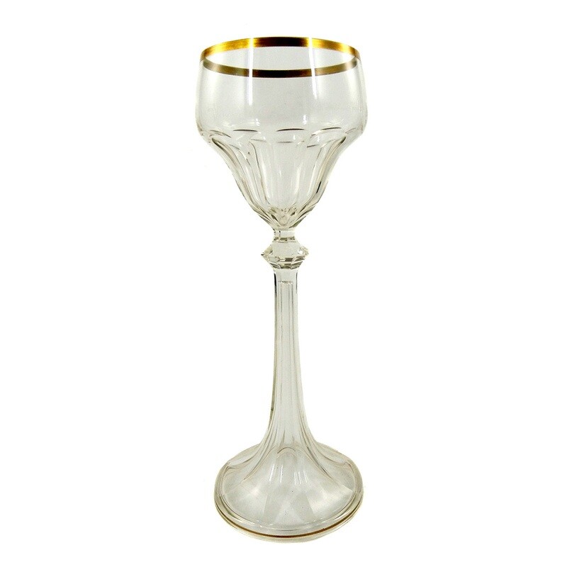 6 stem glasses / Art Nouveau Roman with faceted Nodus, Regenhütte around 1903-10
