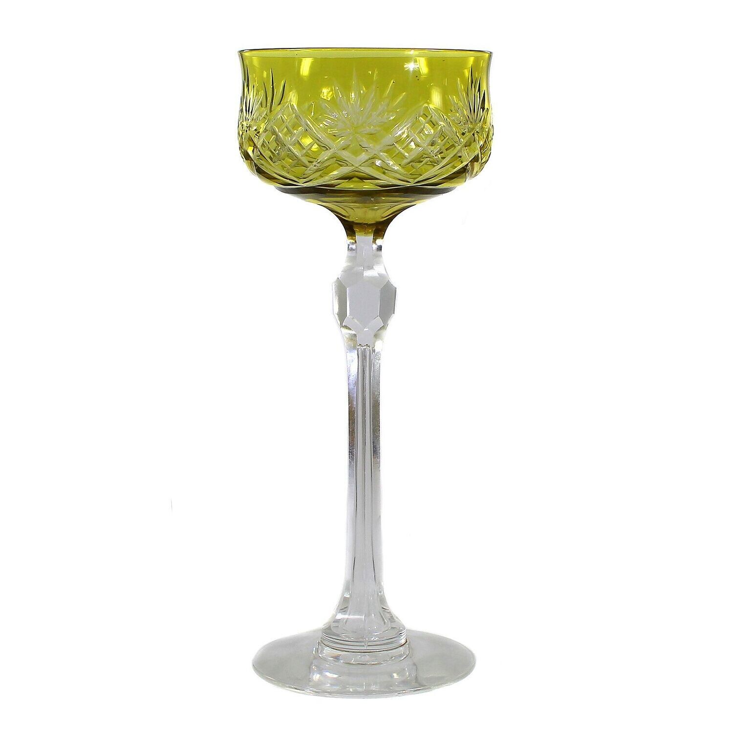 Stem glass with green-yellow overlay, Wilhelm Steigerwald, Regenhütte around 1920