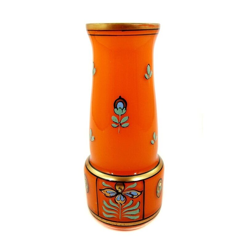Vase with floral stylization in gold &amp; enamel painting, Bavarian Forest or Bohemia