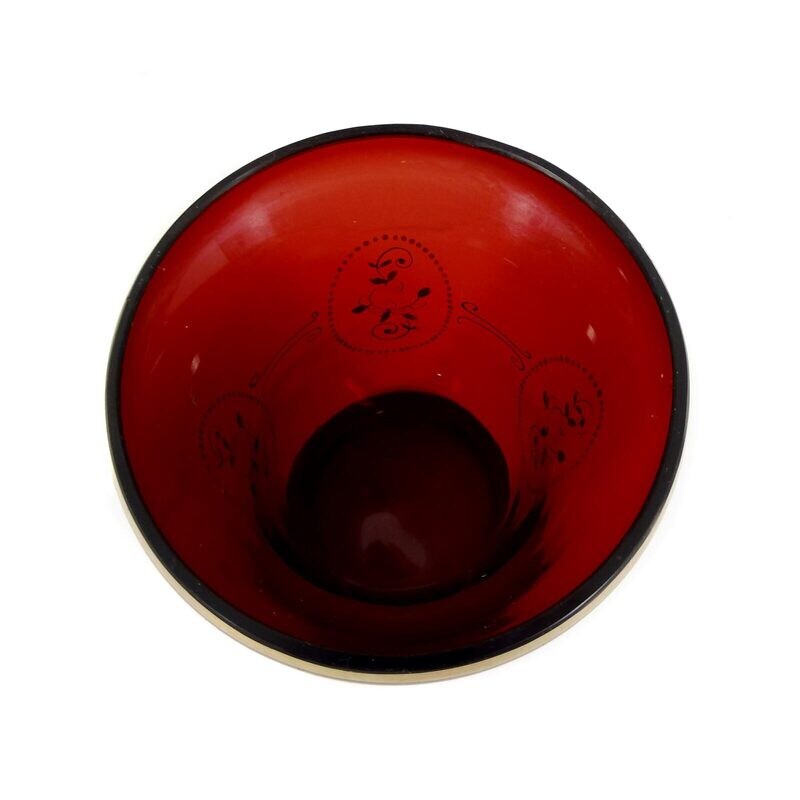 Rubinrot lasierte Vase mit Poliergold, Bayerischer Wald um 1900-10