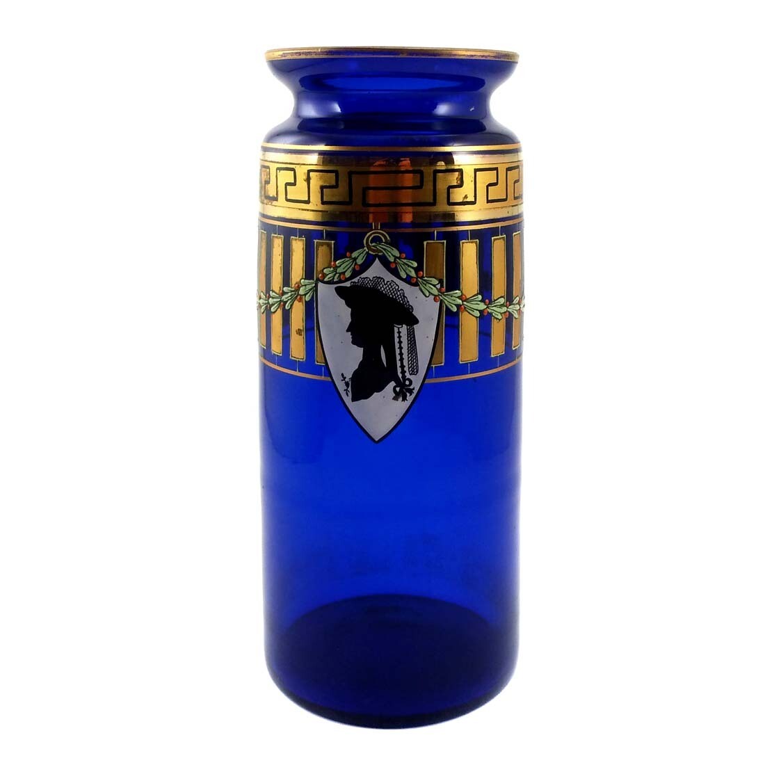 Cobalt blue vase with enamel and gold painting, Bavarian Forest around 1910