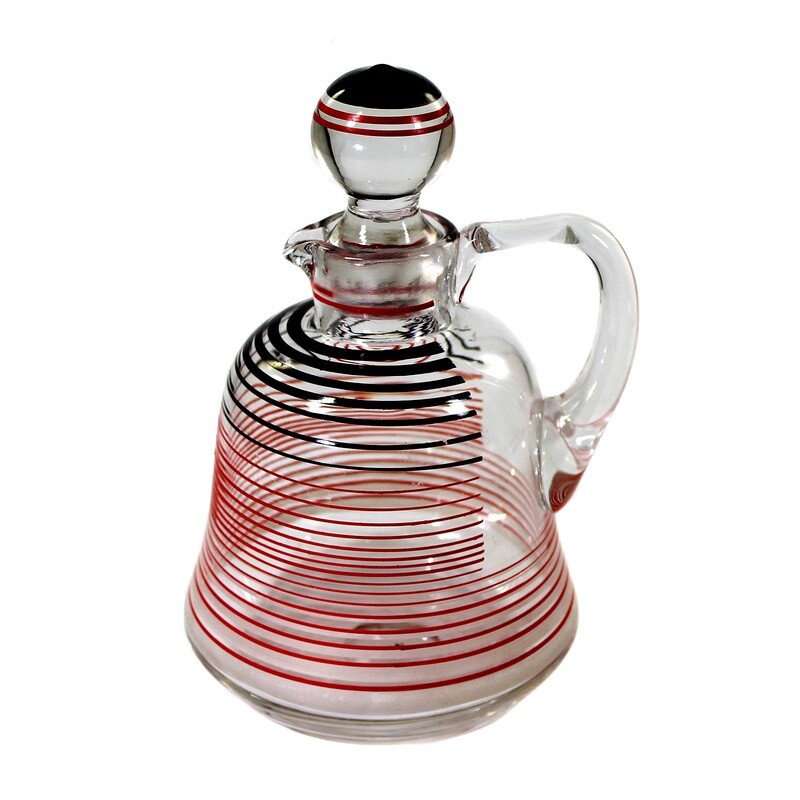 Handle carafe with stopper and 3 liqueur bowls, Ferdinand von Poschinger around 1920