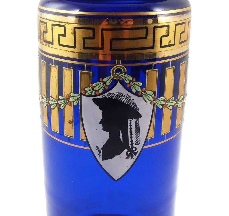 Cobalt blue vase with enamel and gold painting, Bavarian Forest around 1910