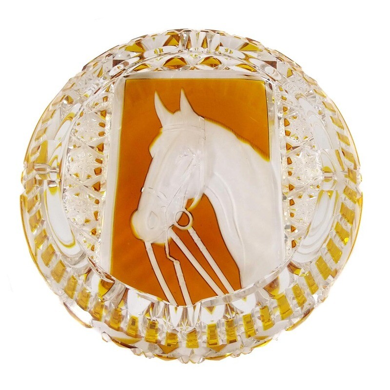 Large ashtray with a horse&#39;s head, Josephinenhütte, E. Simon, R. Adolph around 1925