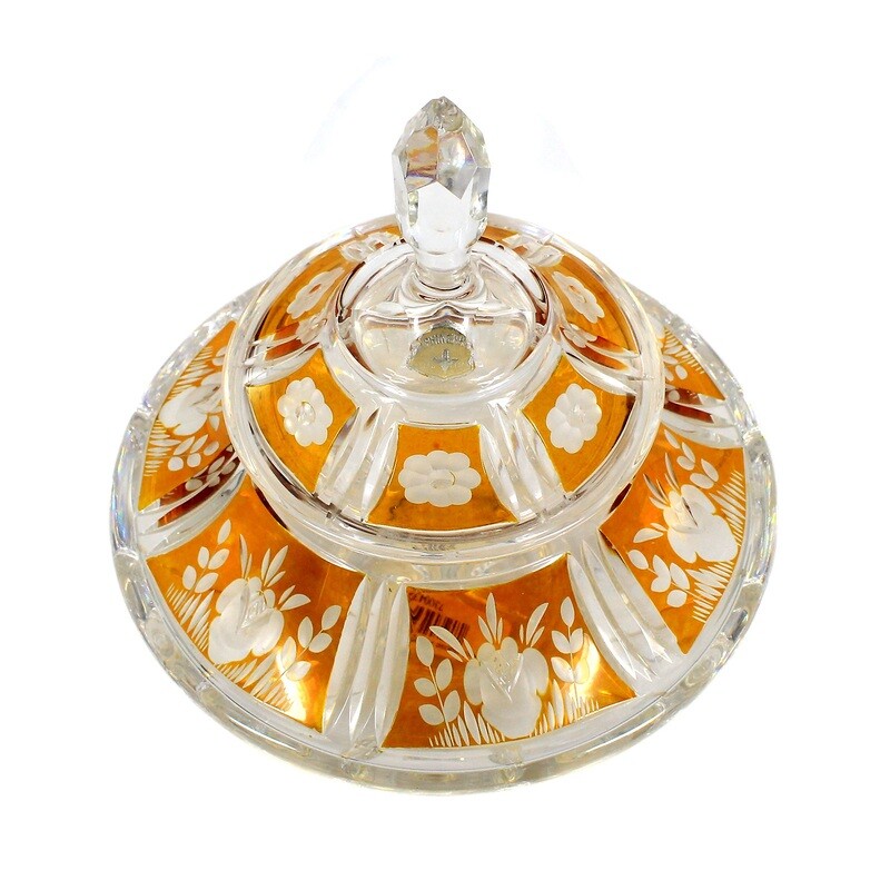 Art Deco lidded box with amber decoration, Josephinenhütte, designed by Alexander Pfohl