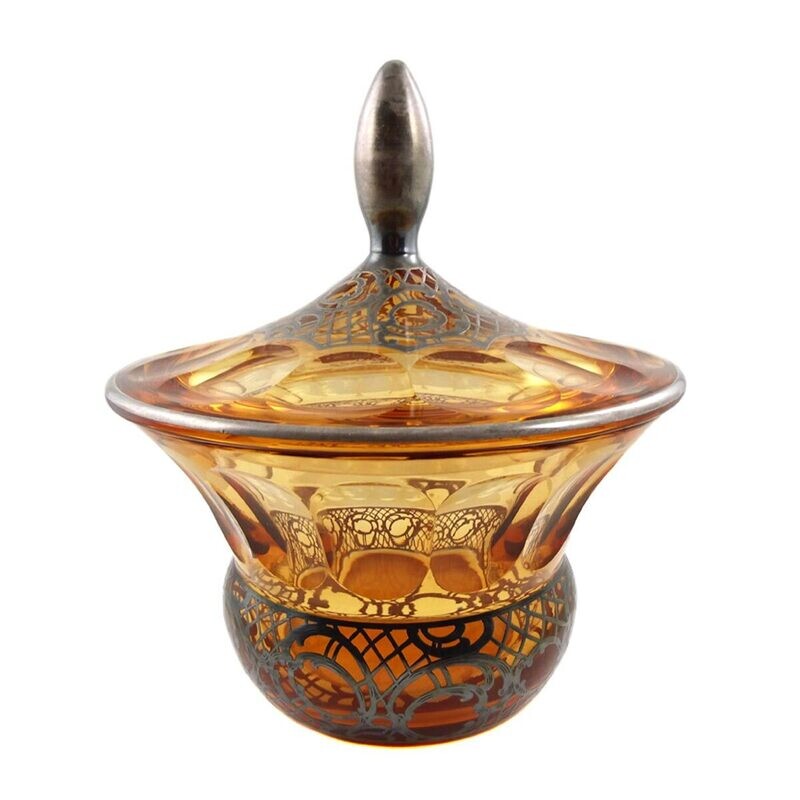 Lidded box with fine silver decoration, designed by Alexander Pfohl, Josephinenhütte around 1935