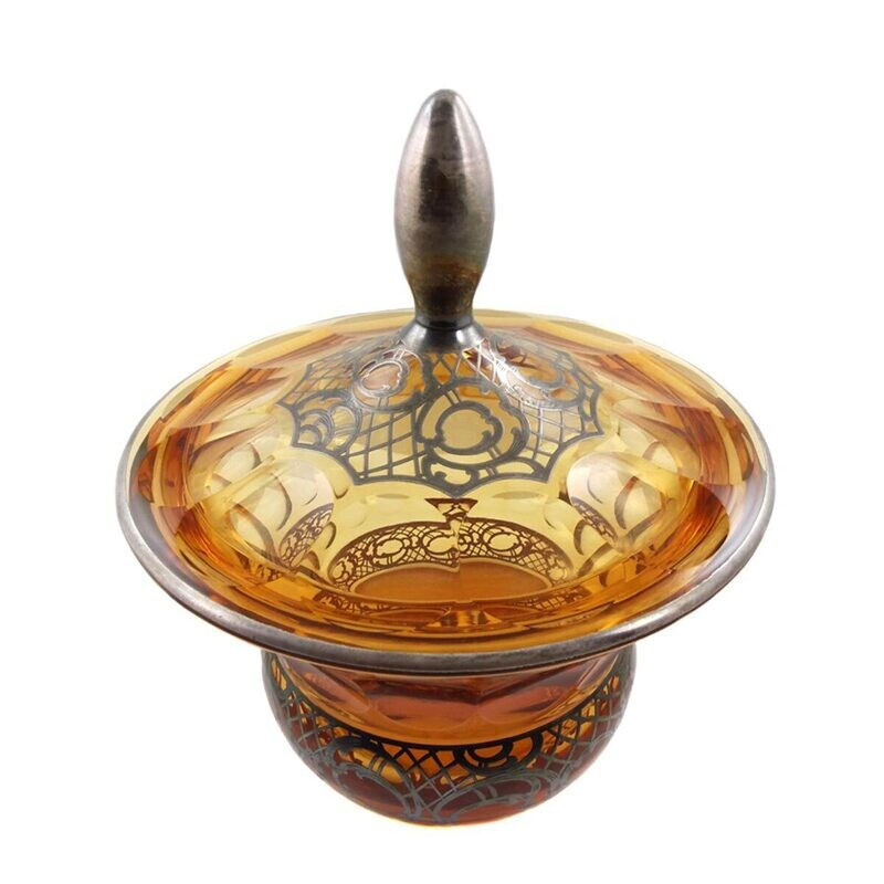 Lidded box with fine silver decoration, designed by Alexander Pfohl, Josephinenhütte around 1935