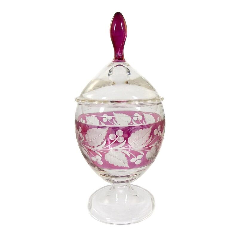Lidded box with decorative cut decoration, designed by A. Pfohl, Josephinenhütte around 1920