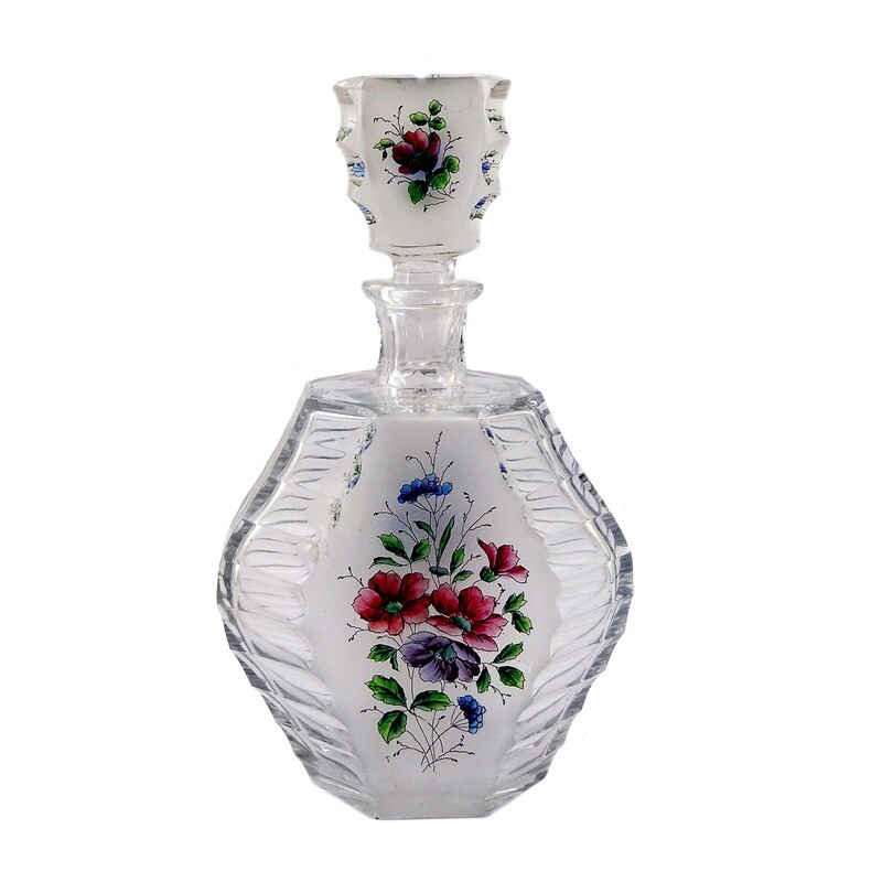 Carafe with stopper and transparent painting, Josephinenhütte, S. Haertel around 1942
