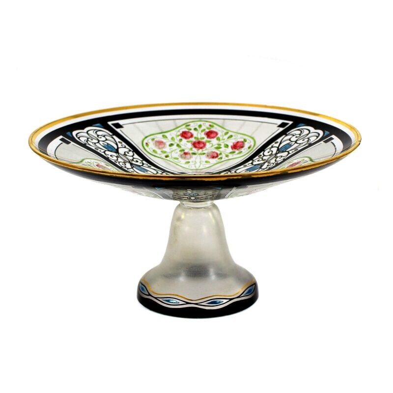 Foot bowl with gold &amp; enamel painting, F. Heckert, Lucca collection, designed honor ring