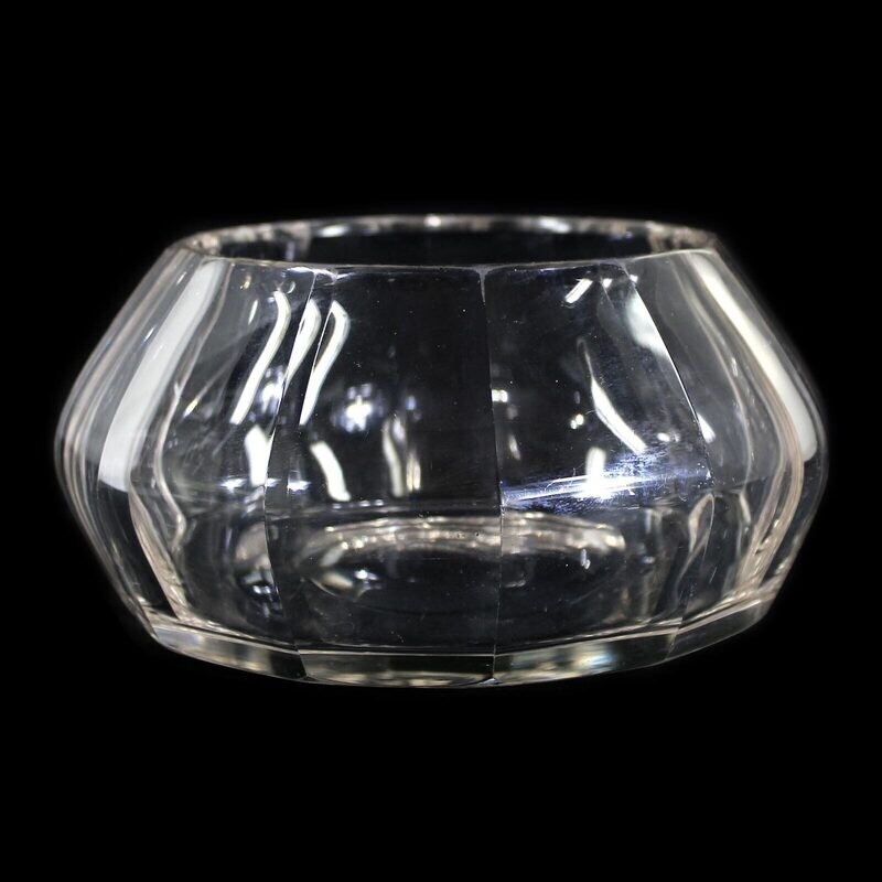 Bowl made of colorless crystal glass with surface cut, Josephinenhütte around 1930