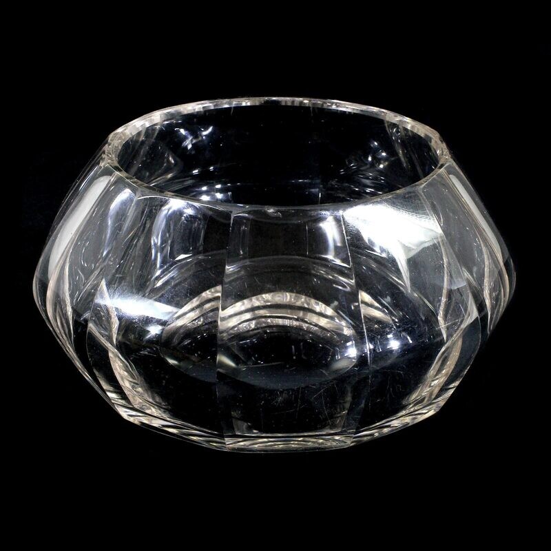 Bowl made of colorless crystal glass with surface cut, Josephinenhütte around 1930