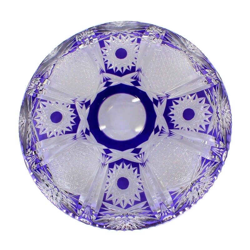 Plate with purple overlay &amp; deep cut, Josephinenhütte, designed by S. Haertel