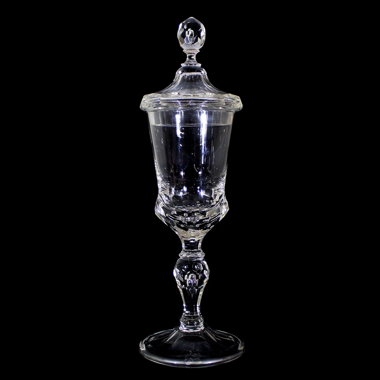 Large lidded cup with pierced air beads, Josephinenhütte around 1920