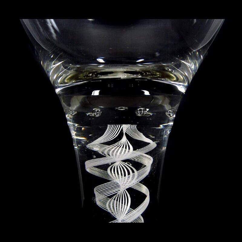 Large thread glass cup with lace filigree, Josephinenhütte, duck. S. Haertel