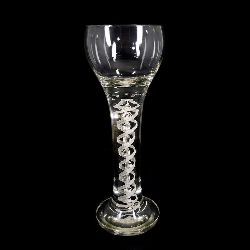 Large thread glass cup with lace filigree, Josephinenhütte, duck. S. Haertel