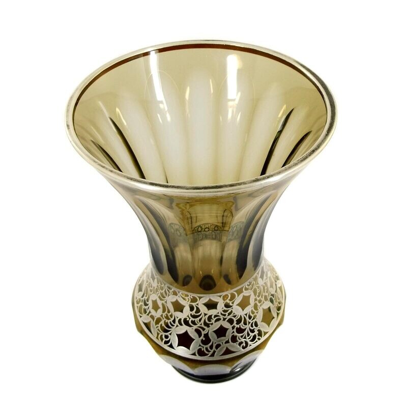 Large vase with fine silver decoration, Pfohl / Haertel, Josephinenhütte around 1942