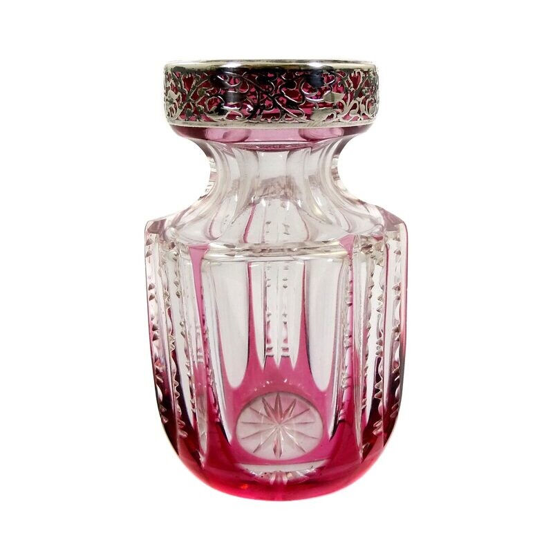 Small vase with fine silver decoration, designed by A. Pfohl, Josephinenhütte around 1935