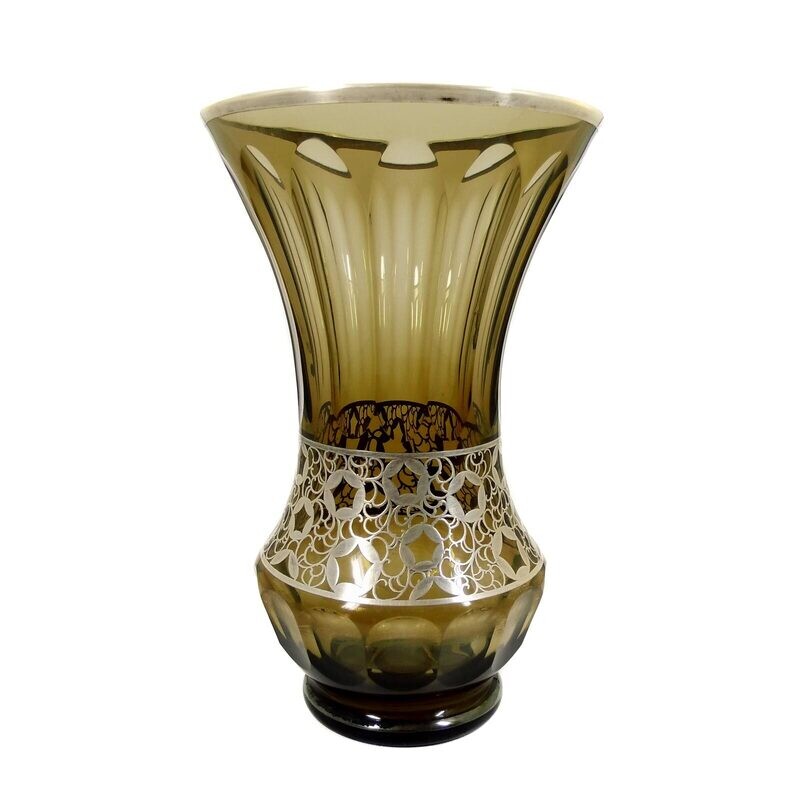 Large vase with fine silver decoration, Pfohl / Haertel, Josephinenhütte around 1942