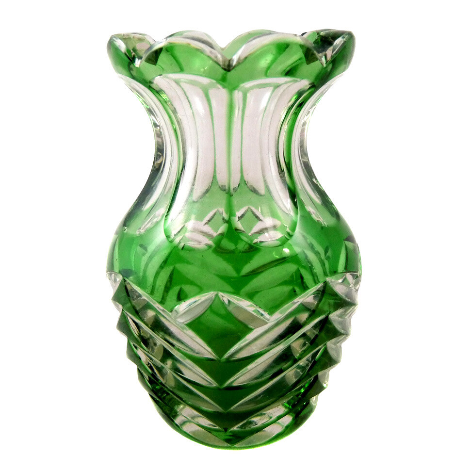 Small vase with green overlay, Josephinenhütte around 1925-30