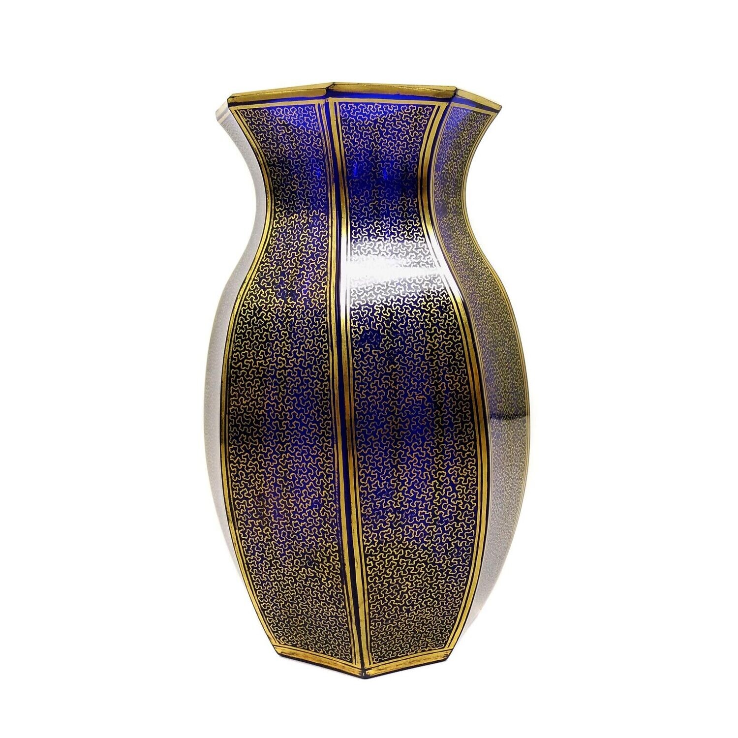 Cobalt blue lead crystal vase, Josephinenhütte, designed by S. Haertel, signed