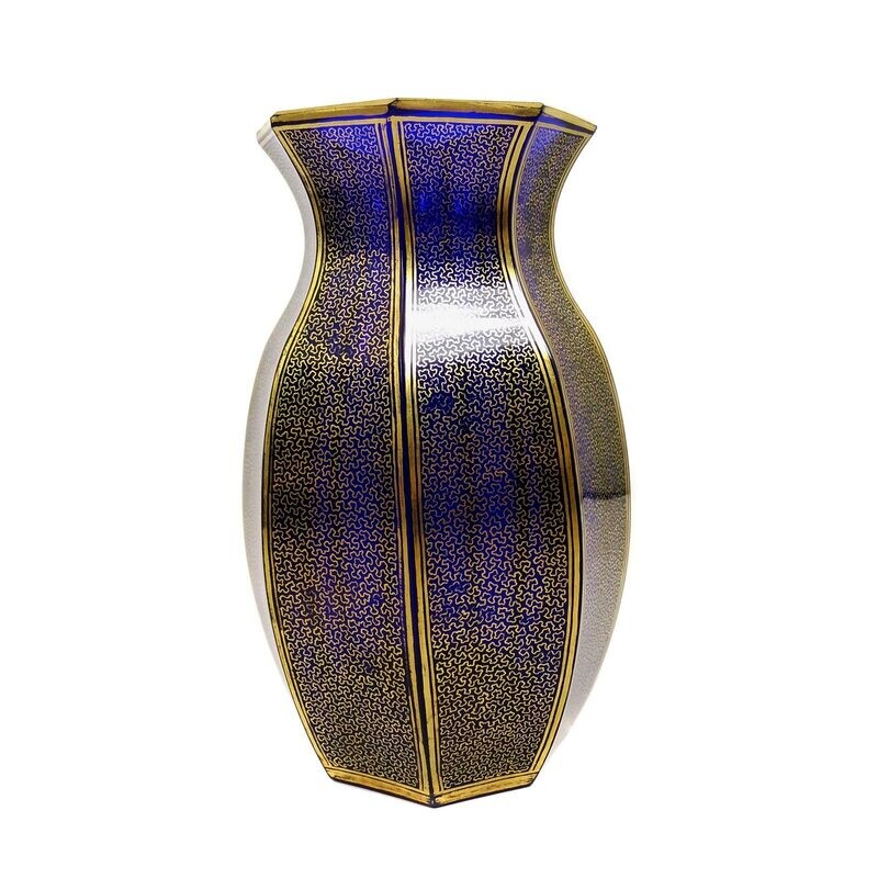 Cobalt blue lead crystal vase, Josephinenhütte, designed by S. Haertel, signed