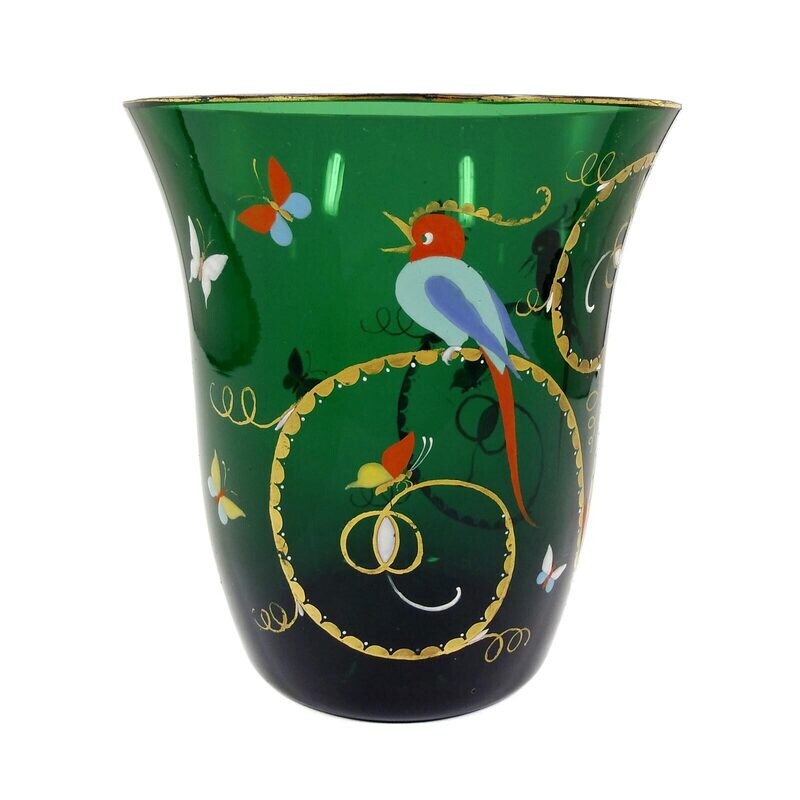 Rare large vase with bird - insects, Josephinenhütte, Siegfried Haertel