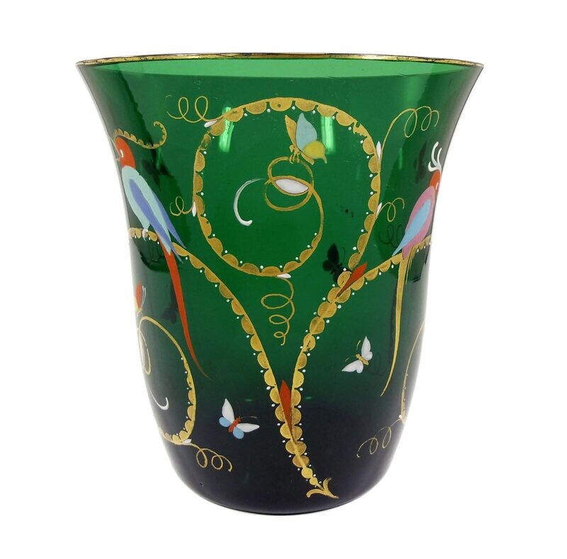 Rare large vase with bird - insects, Josephinenhütte, Siegfried Haertel
