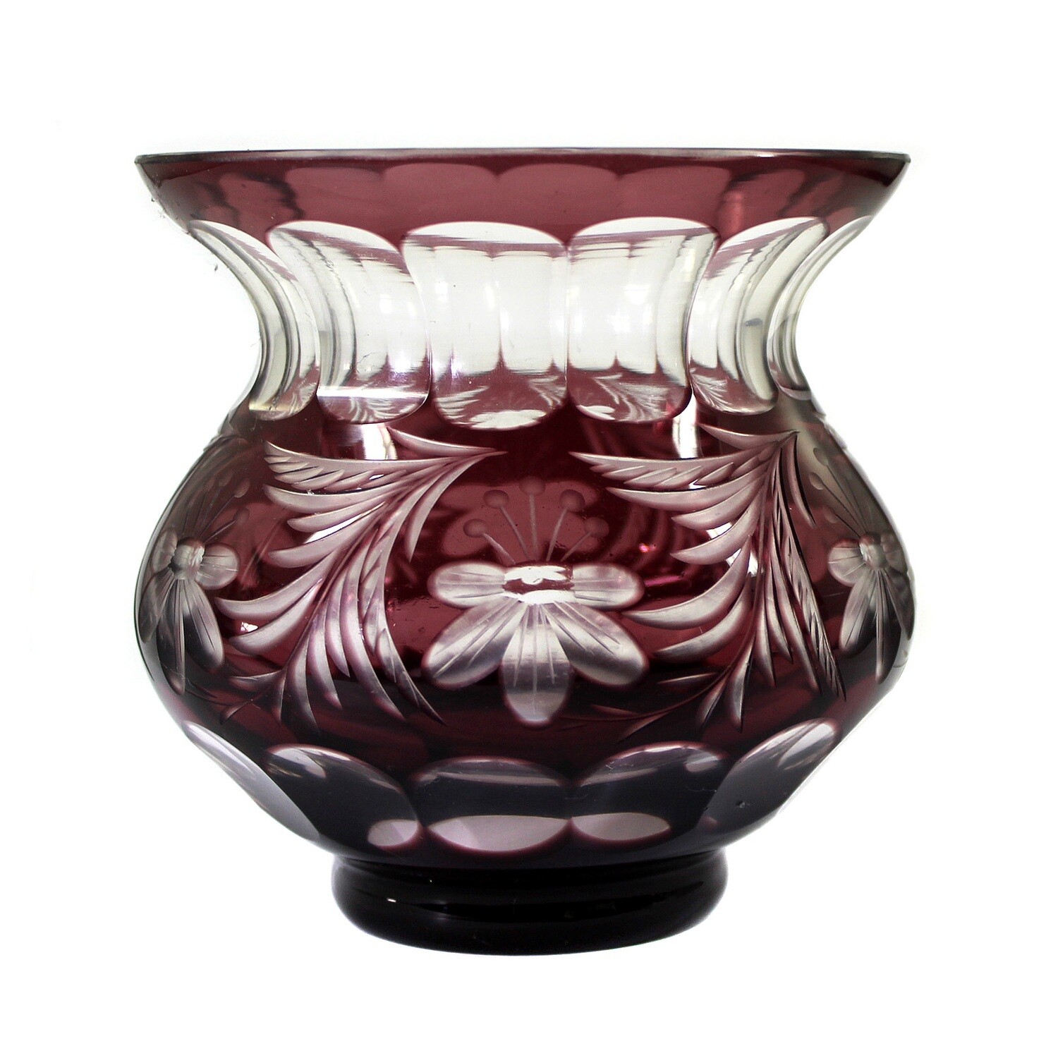 Vase with purple overlay and decorative cut decoration, Josephinenhütte
