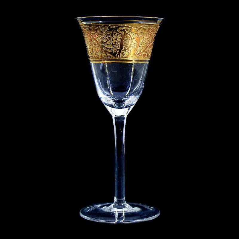 1st of 5. Wine glasses with oroplastic decoration, Joh. Oertel in Haida around 1925