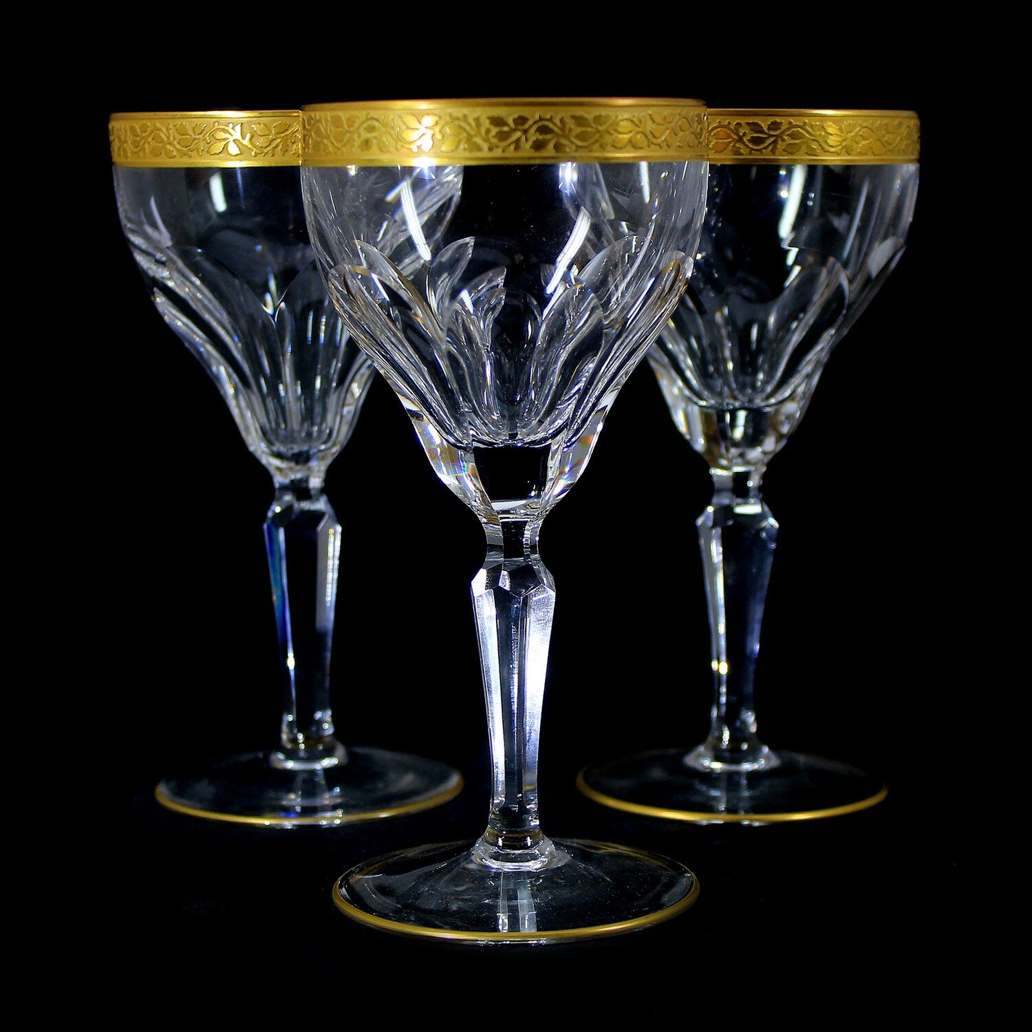 1st of 3. Stem glass with oroplastic decoration, Oertel, Salome series