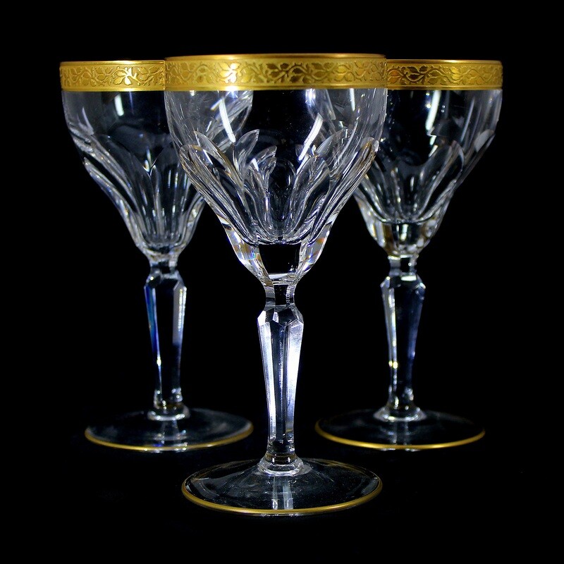 1st of 3. Stem glass with oroplastic decoration, Oertel, Salome series
