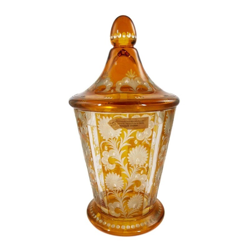 Lidded box with silver yellow stain and cut decoration, Haida technical school around 1920