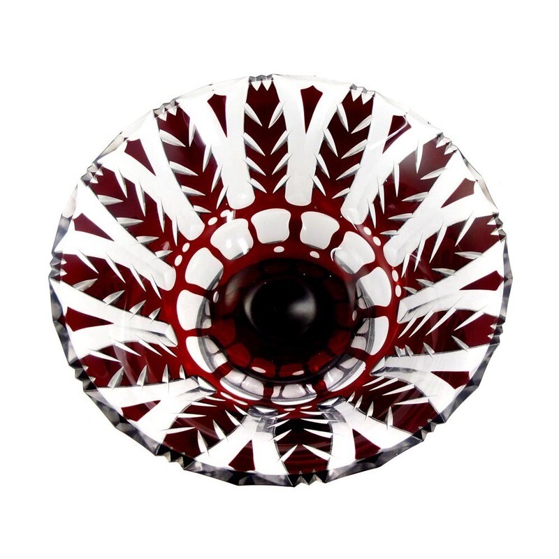 Foot bowl with ruby red overlay, Haida technical school, Joh. Oertel, around 1920