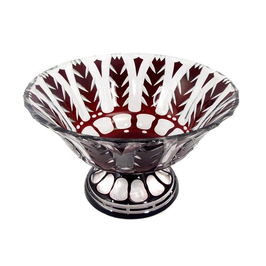 Foot bowl with ruby red overlay, Haida technical school, Joh. Oertel, around 1920