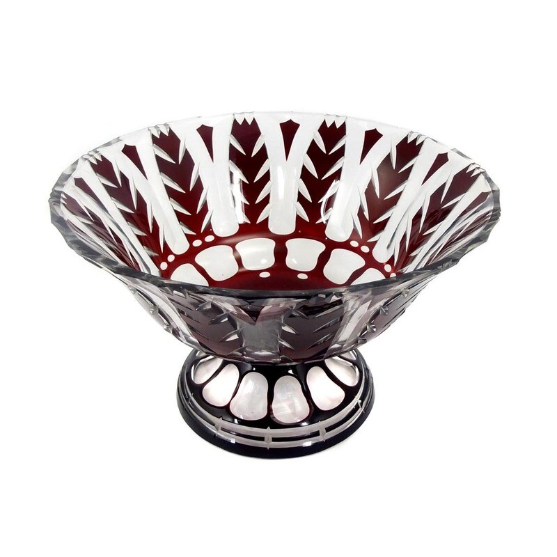 Foot bowl with ruby red overlay, Haida technical school, Joh. Oertel, around 1920